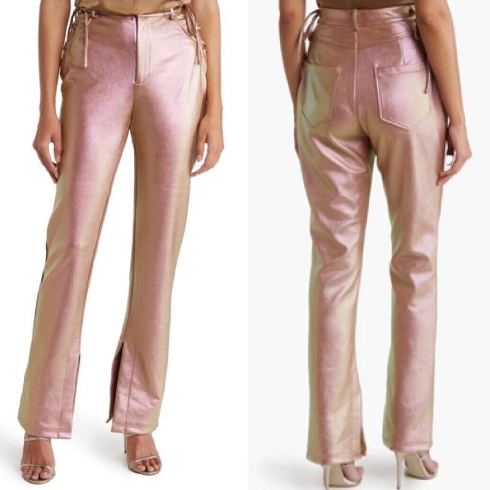 NWT Nicholas Valeria Side Lace Iridescent Pant - Metallic Rose - US 0
